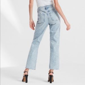 Express Mid Rise Light Wash Ripped 90s Ankle Bootcut Jeans